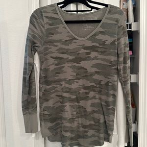 Free People Waffle Camo Long sleeve